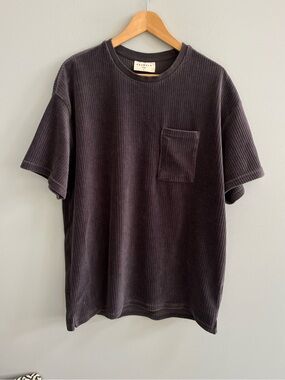 YoungLA 419 Cord Collection Pocket Tee Size Large Textured Loose Fit Gray